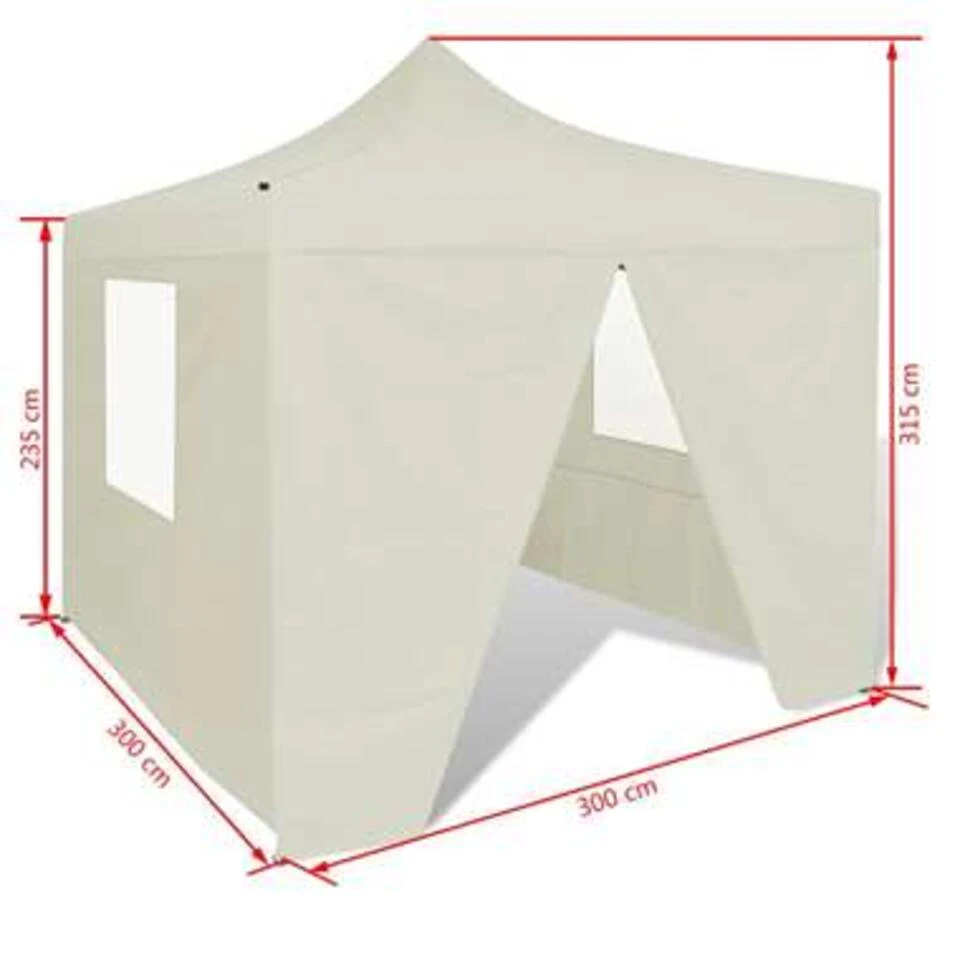 VidaXL Vouwtent Met 4 Zijwanden 3x3 M Crème - Afbeelding 3