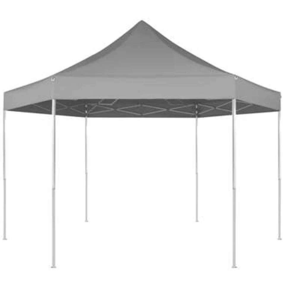 VidaXL Partytent Pop-up Zeshoekig Inklapbaar 3,6x3,1 M Grijs