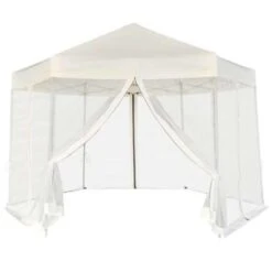 VidaXL Partytent Pop-up Zeshoekig Met 6 Zijwanden 3,6x3,1 M Crèmewit
