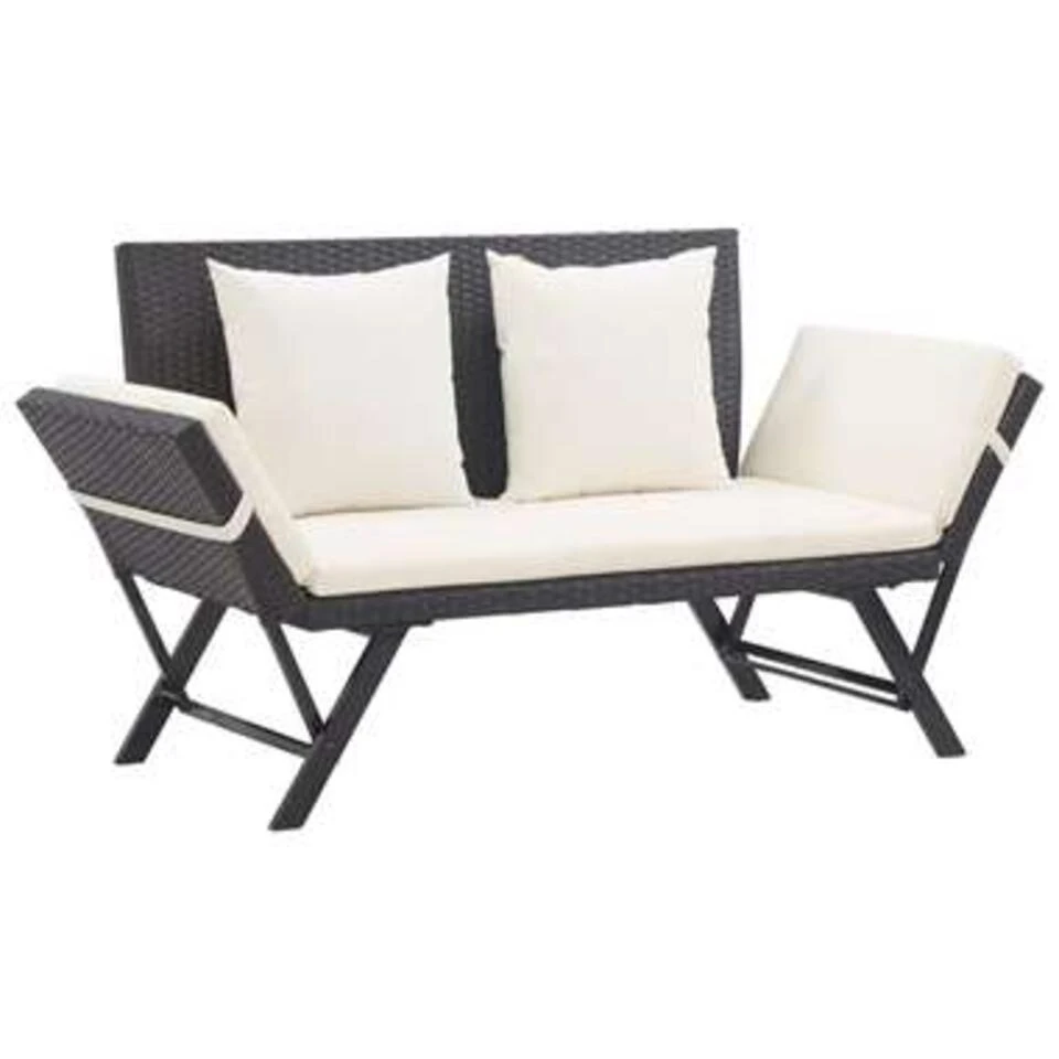 VidaXL Tuinbank Met Kussens 176 Cm Poly Rattan Zwart