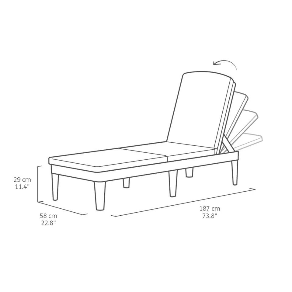Allibert Jaipur Ligbed - 58x187,5x29 Cm - 2 Stuks - Grafiet - Afbeelding 2