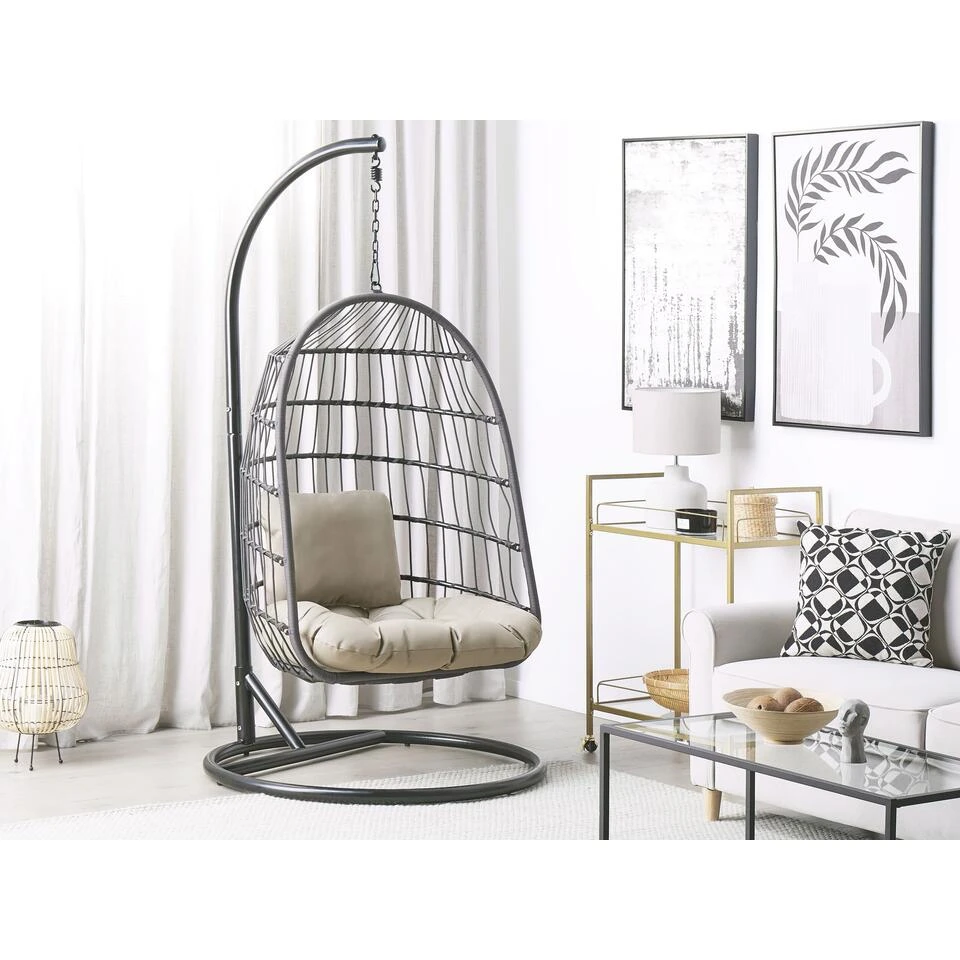 Beliani Hangstoel ALLERA - Zwart Polyester - Afbeelding 2