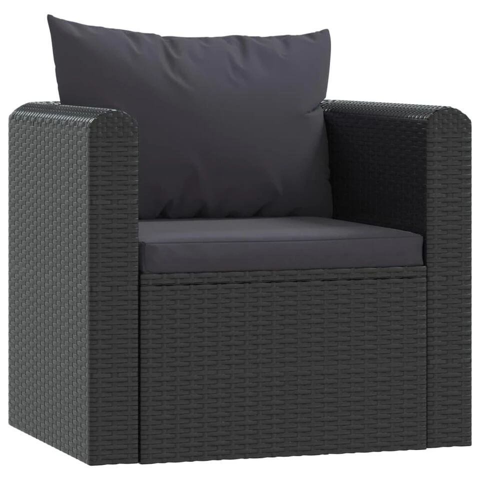 VidaXL Fauteuil Met Kussens Poly Rattan Zwart