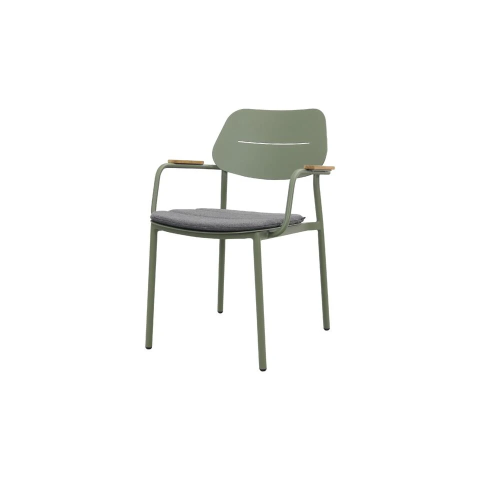GreenChair Courage Dining Chair - Teak Armleuning - Green