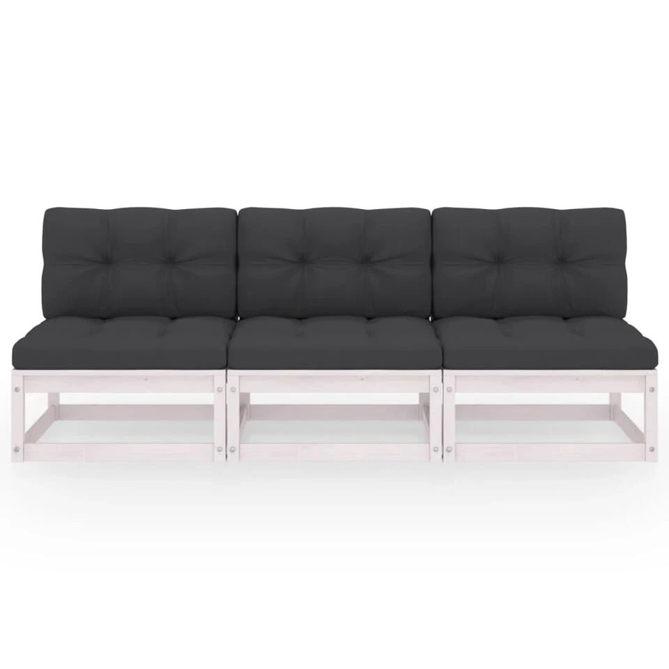 VidaXL Tuinbank 3-zits Met Kussens Massief Grenenhout - Afbeelding 2