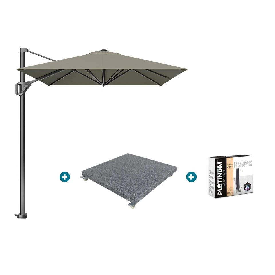 Platinum Voyager Zweefparasol T1 3x2 M. - Taupe Met Voet En Hoes