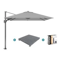 Platinum Voyager Zweefparasol T2 2,7x2,7 M. - Light Grey + Voet + Hoes
