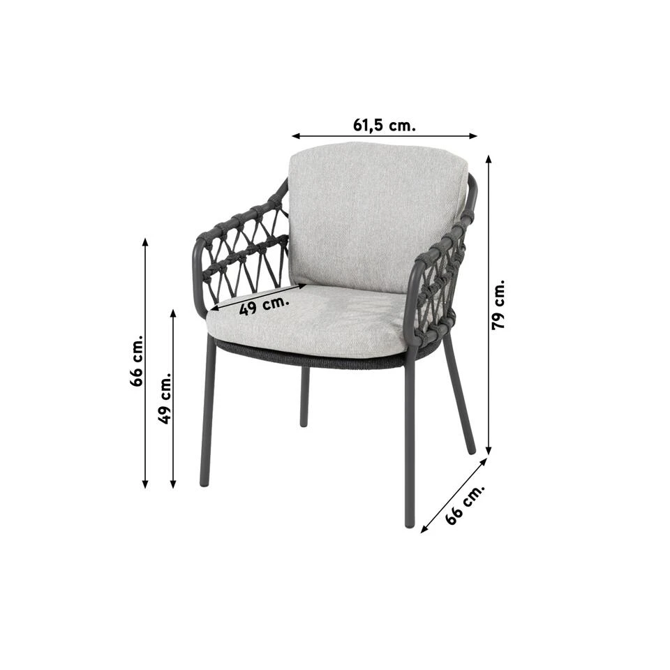 4 Seasons Outdoor Calpi Dining Stoel - Antraciet (1 St.) - Afbeelding 2