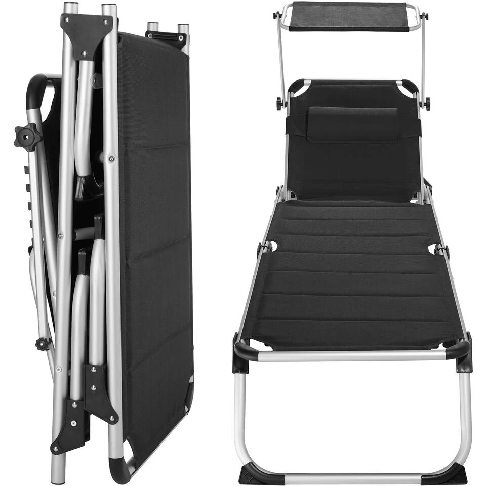 Tectake -ligbed Lorella - Aluminium- Incl. Verwisselbaar Hoofdkussen-zwart - Afbeelding 3