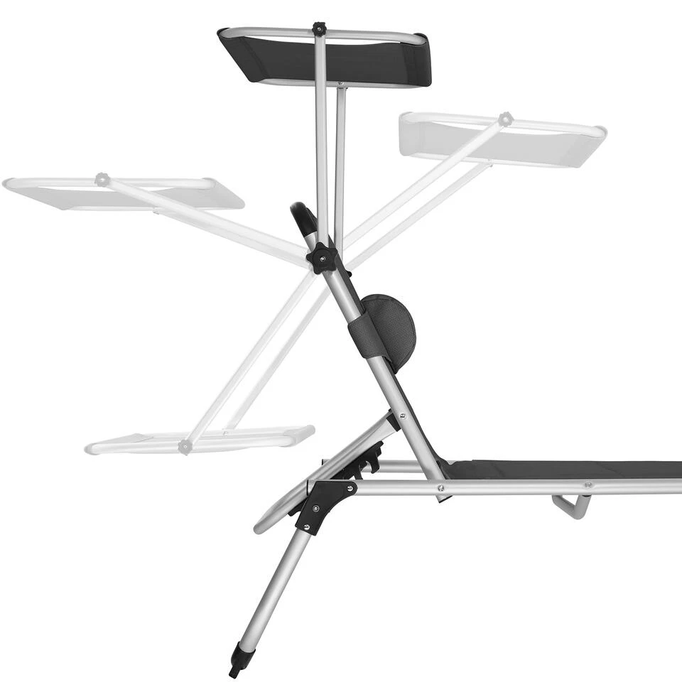 Tectake -ligbed Lorella - Aluminium- Incl. Verwisselbaar Hoofdkussen-zwart - Afbeelding 4