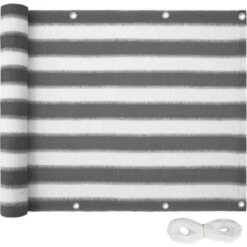 Tectake - Balkonscherm - Variant 2 - 75 Cm Wit/grijs