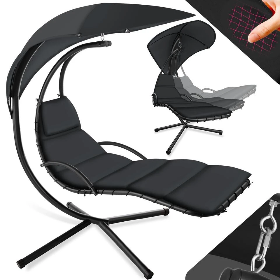 Tectake - Hangstoel Ligbed Maja - Zwart