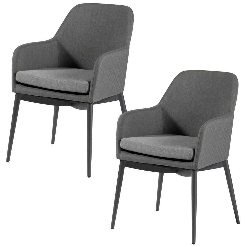 Exotan Tuinstoel Domino - Alumnium/Kunststof - Grijs - Set Van 2