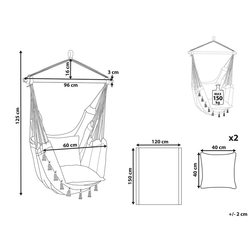 Beliani Hangstoel VARENA - Beige Katoen - Afbeelding 3