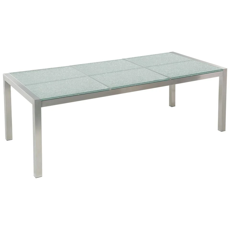 Beliani Eettafel GROSSETO - Transparant Veiligheidsglas, Rvs