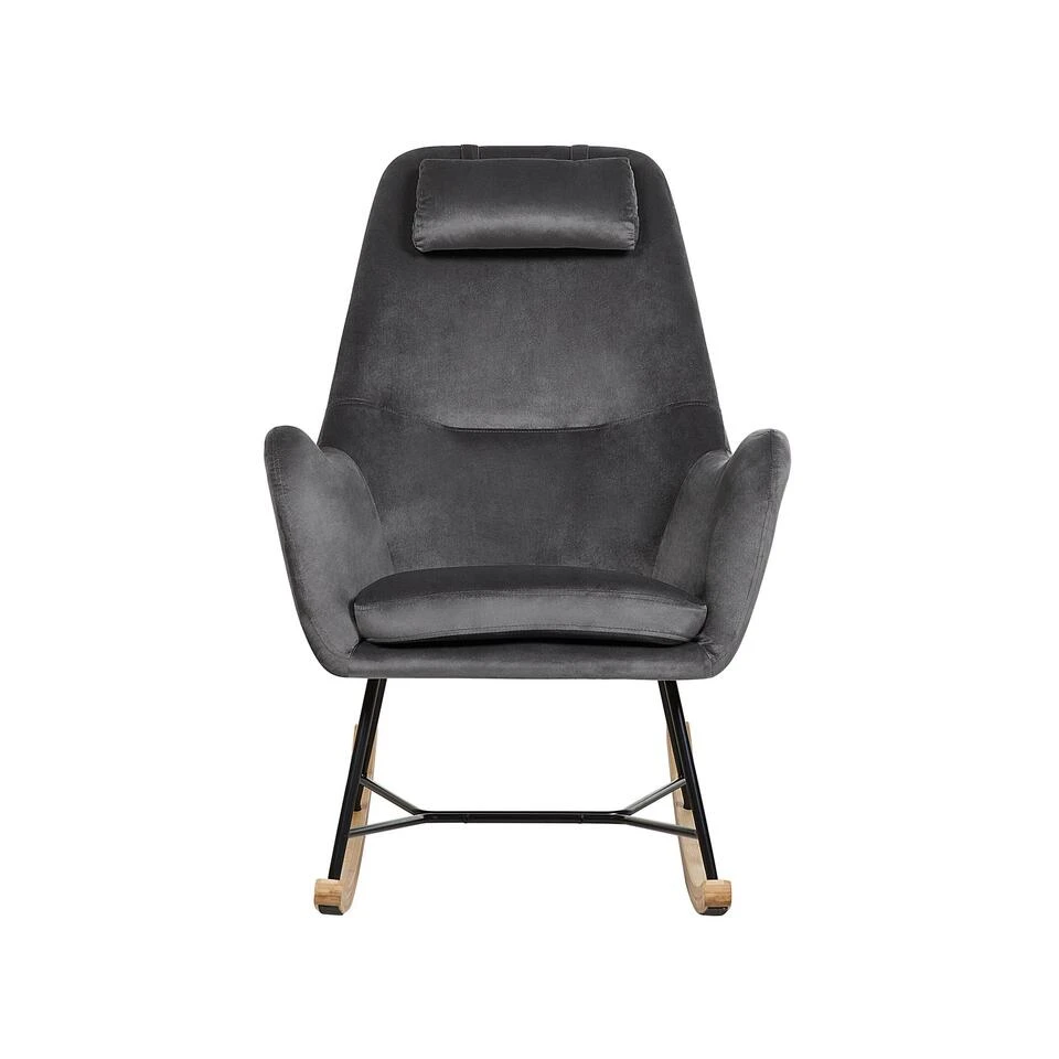 Beliani Schommelstoel ARRIE - Grijs Fluweel - Afbeelding 4