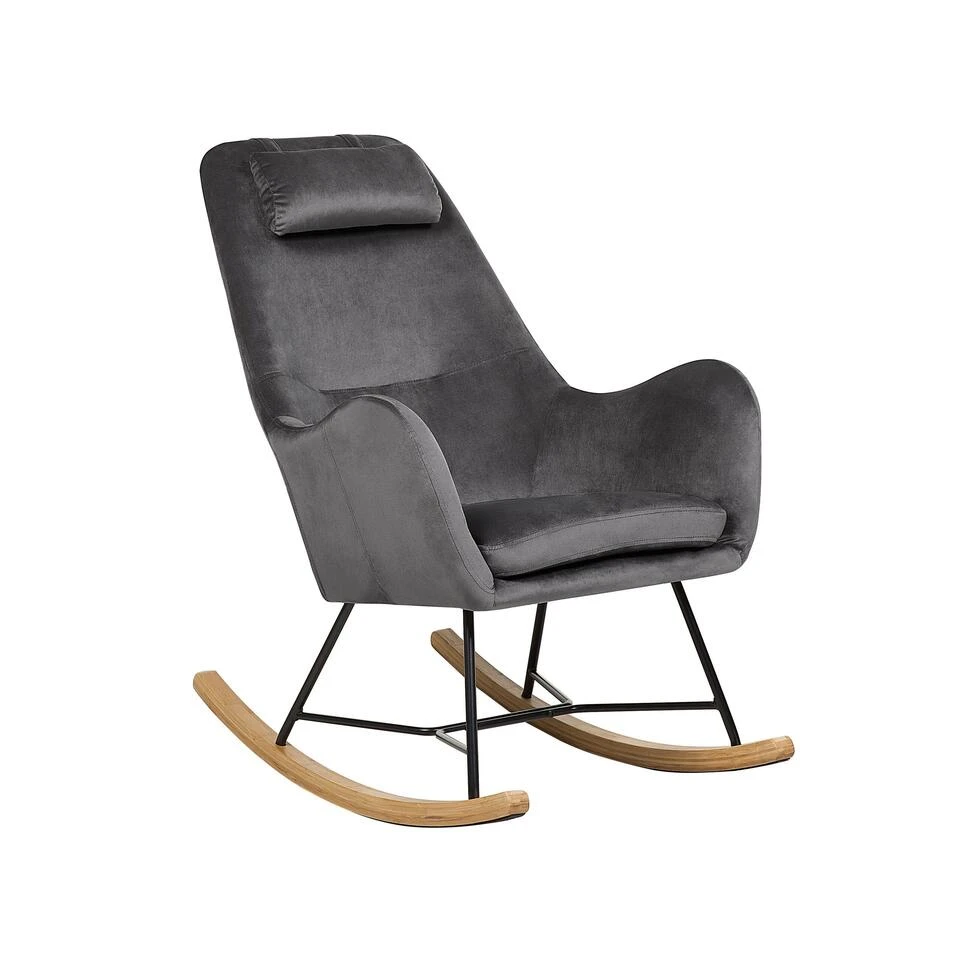 Beliani Schommelstoel ARRIE - Grijs Fluweel
