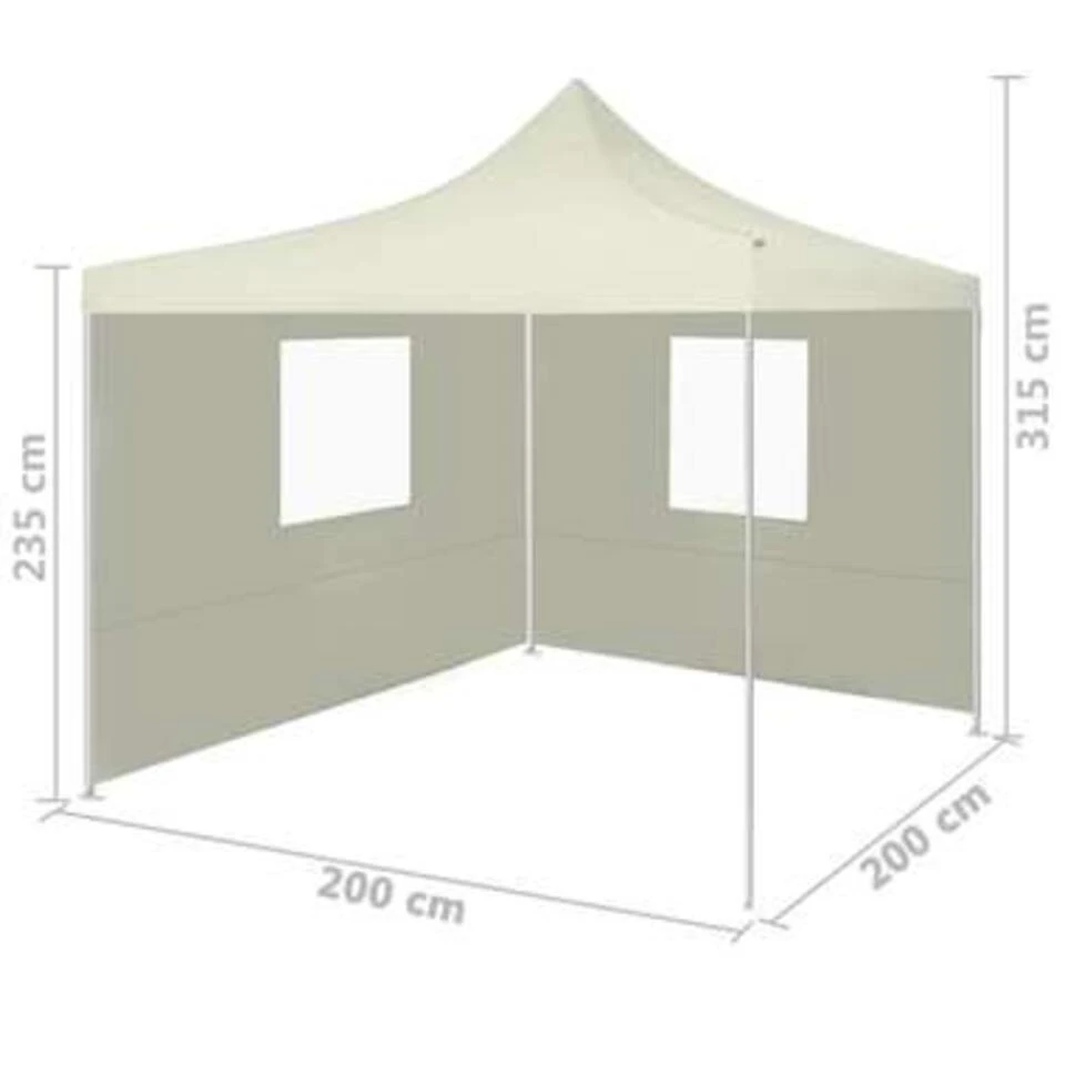 VidaXL Partytent Met 2 Zijwanden Inklapbaar 2x2 M Staal Crème - Afbeelding 4