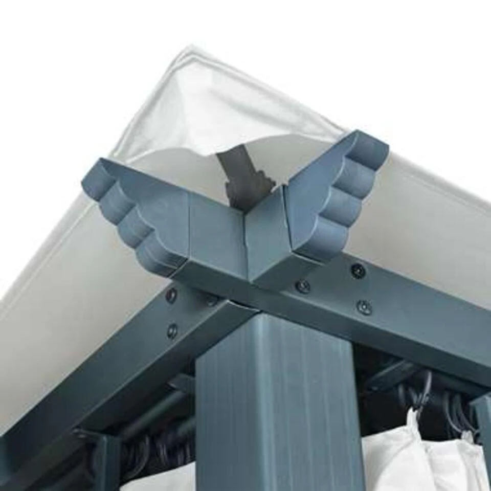 VidaXL Prieel Met Gordijn 300x300 Cm Aluminium Crème - Afbeelding 4