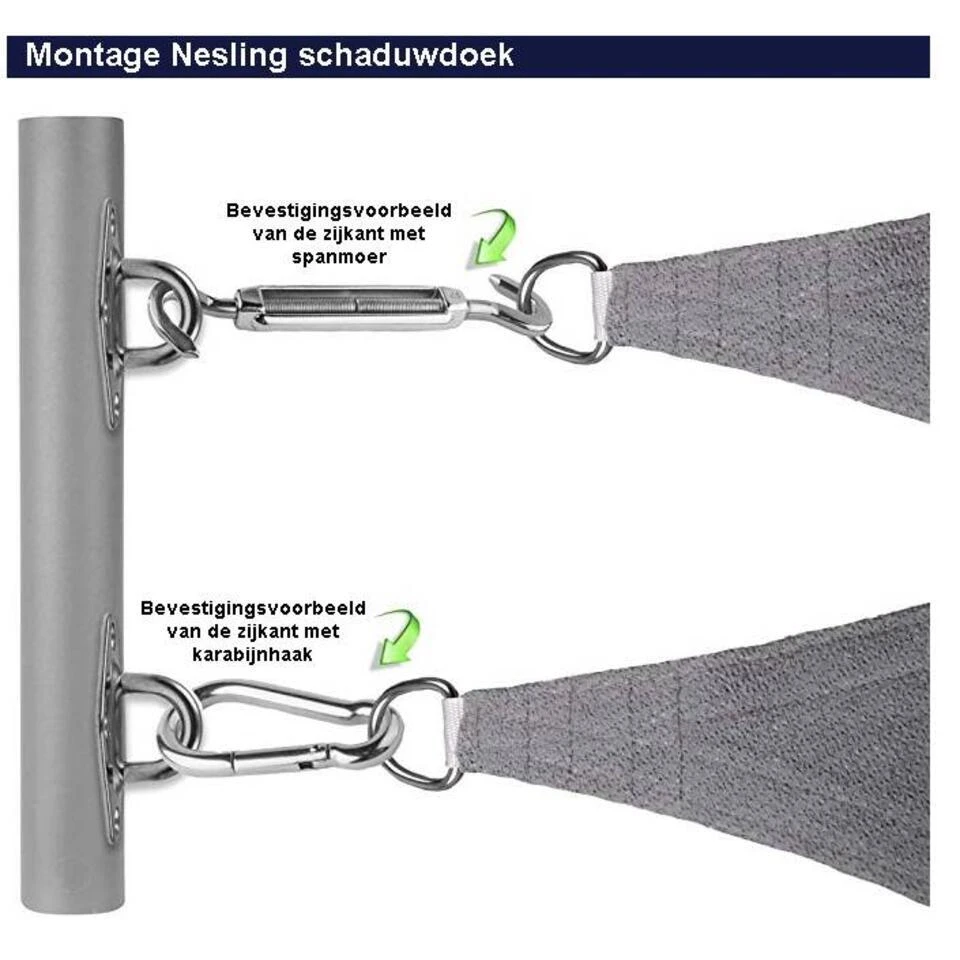 Nesling Coolfit Schaduwdoek 5x5x5 Meter - Antraciet - Afbeelding 4