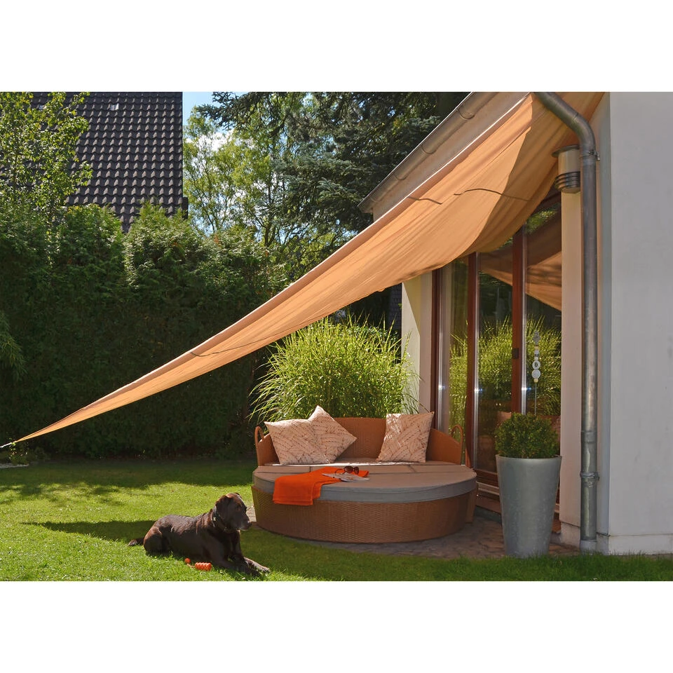 HI Schaduwdoek/zonnescherm Driehoek - Waterdicht - Geel - 5 X 5 X 5 M - Afbeelding 2