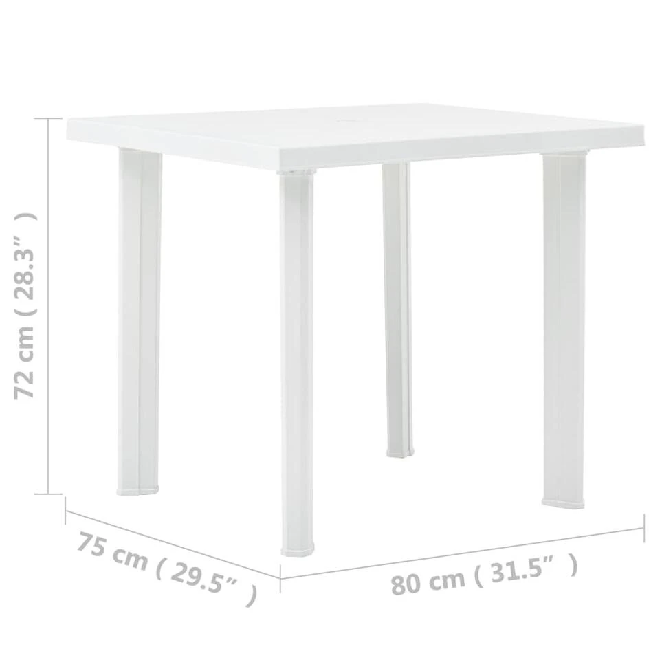 VidaXL Tuintafel 80x75x72 Cm Kunststof Wit - Afbeelding 4