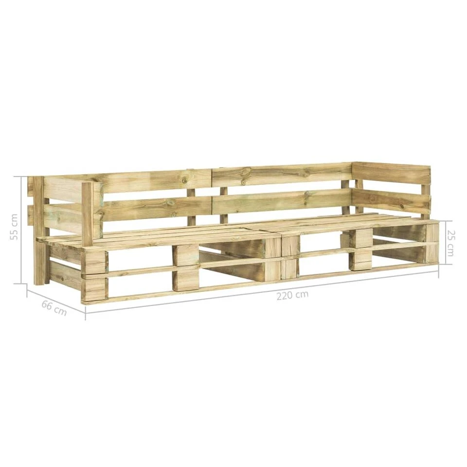 VidaXL Tuinbank 2-zits Pallet Hout - Afbeelding 2