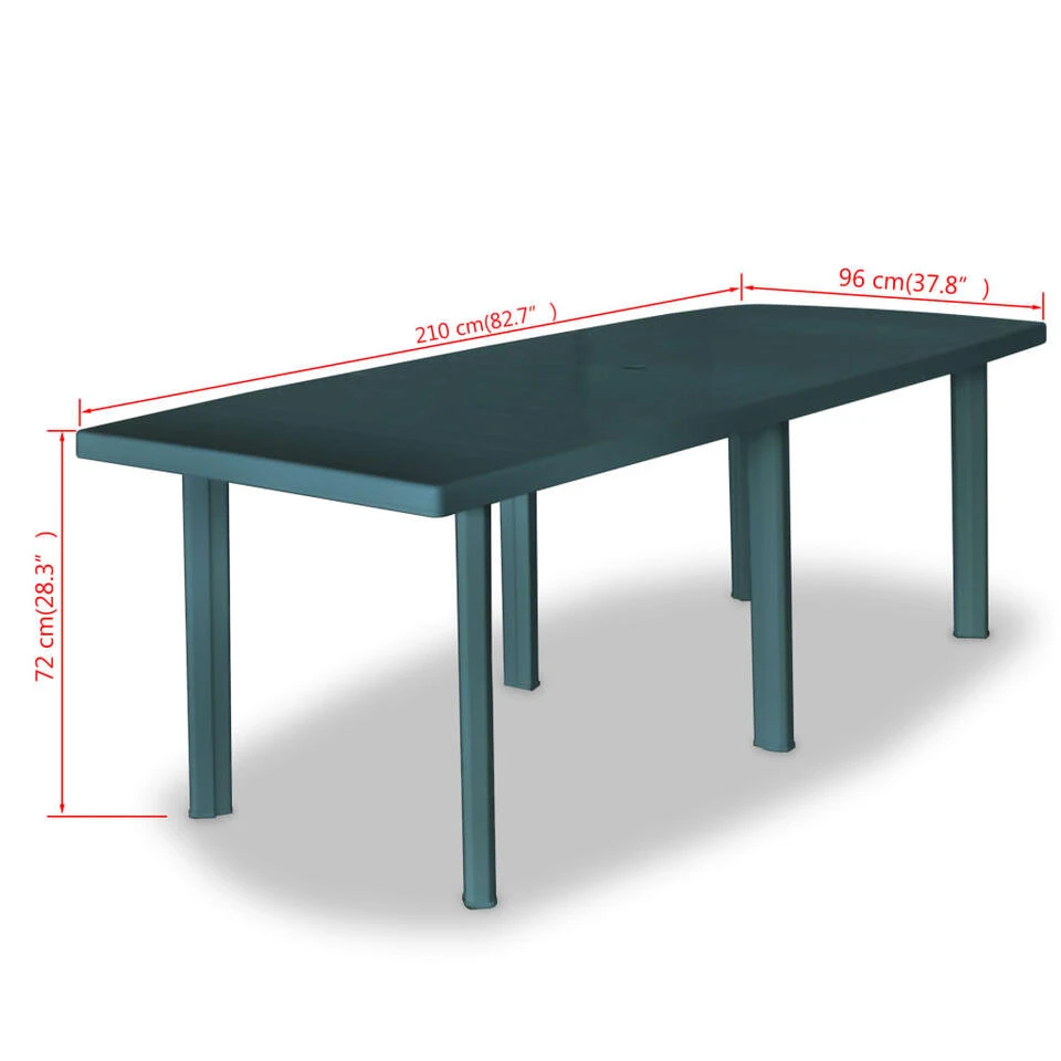 VidaXL Tuintafel 210x96x72 Cm Kunststof Groen - Afbeelding 4