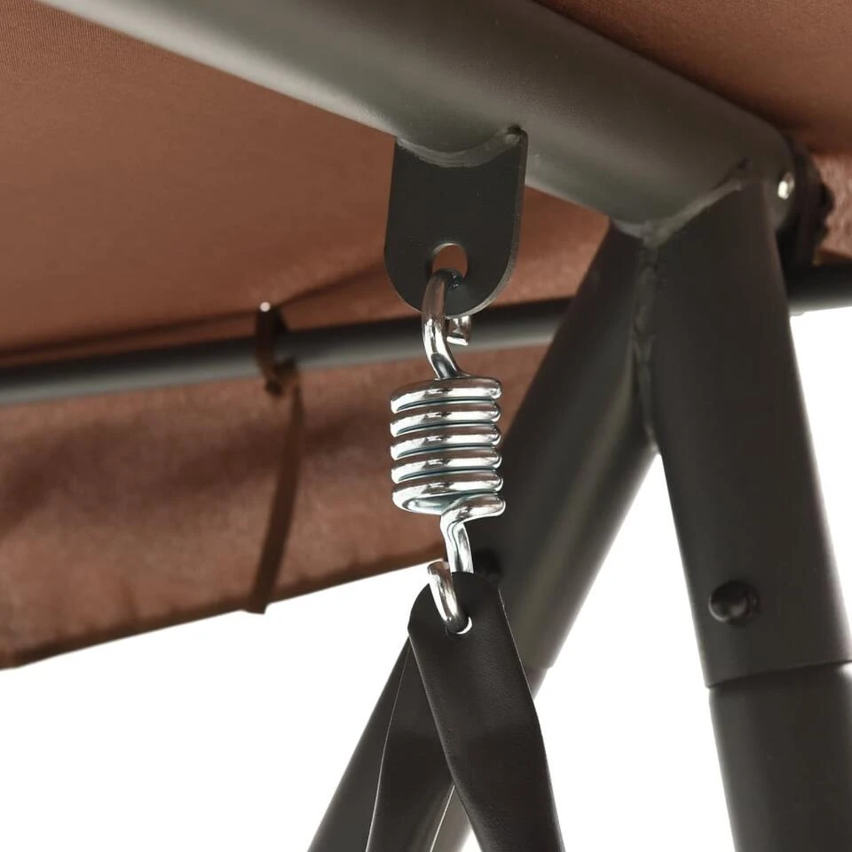 VidaXL Schommelbank Voor Buiten Met Luifel Koffiekleurig - Afbeelding 4