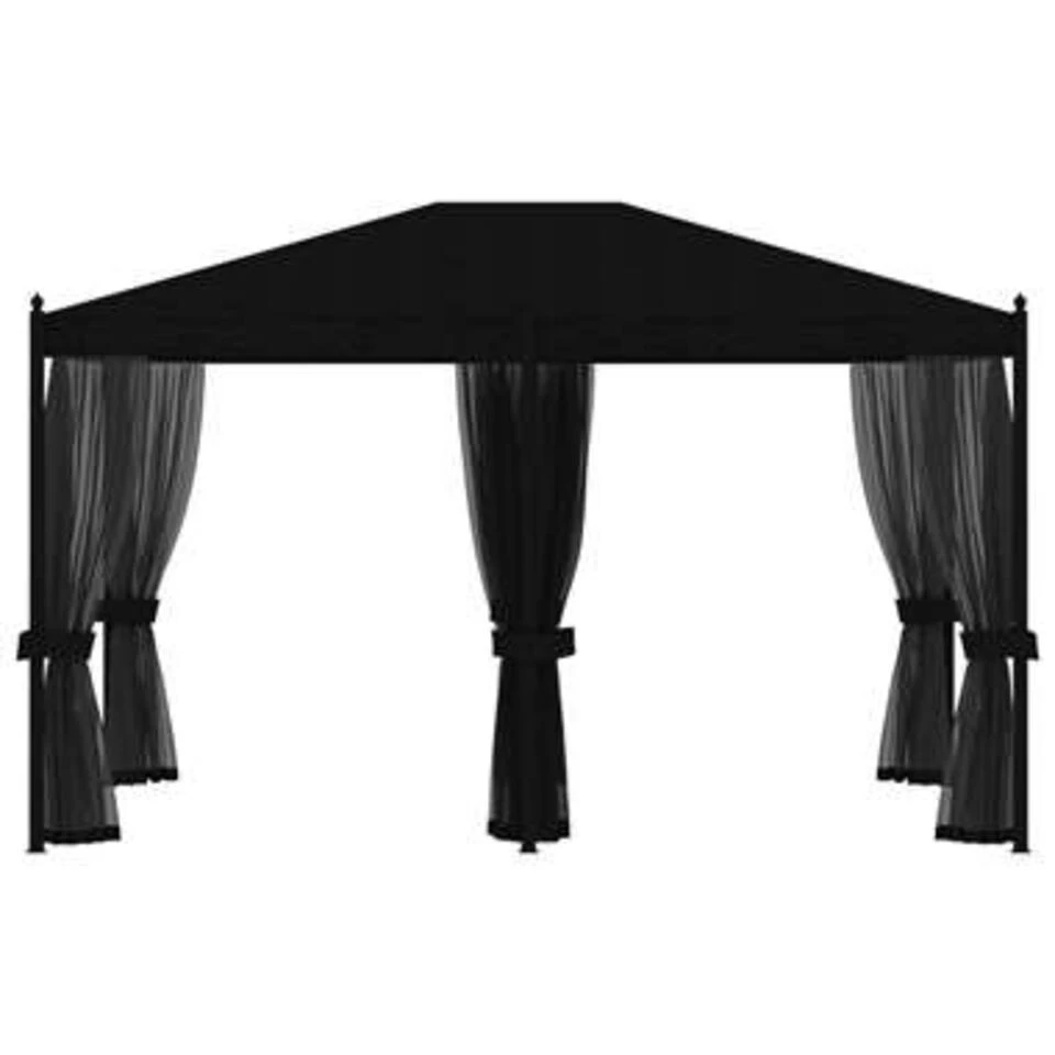 VidaXL Prieel Met Horren 3x4 M Staal Antraciet - Afbeelding 3