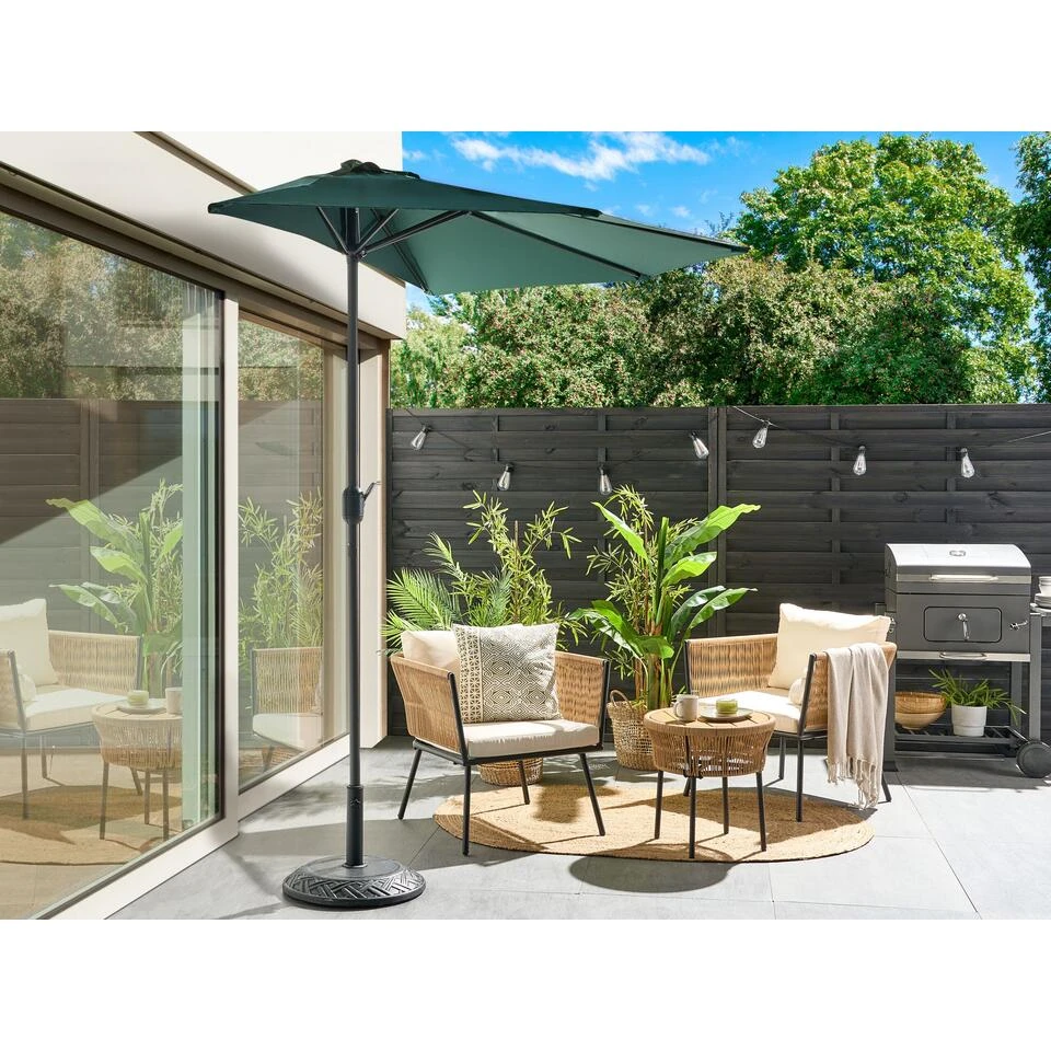 Beliani Halfronde Parasol GALATI - Groen Polyester - Afbeelding 2